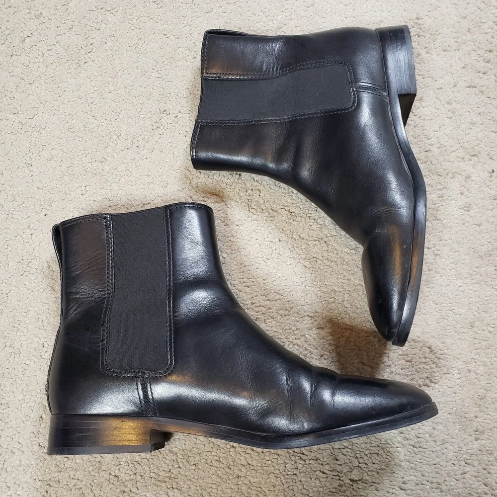 Tory Burch Womens Boots 9.5M Wyatt Mid-Calf Ankle Bootie Black Leather Buckle